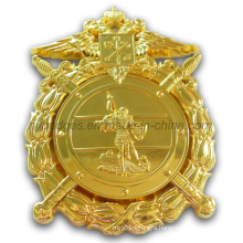 Golden Uniform Badge with Safety Pin Clutch (GZHY-BADGE-001)